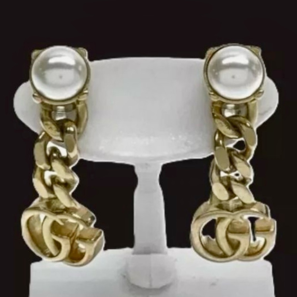 Gold Pearl Drop Earrings Gucci